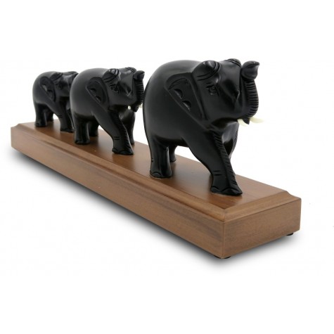 3 Elephants in line made in Wood - Indian Handmade Wooden Elephants Home Decor Gift