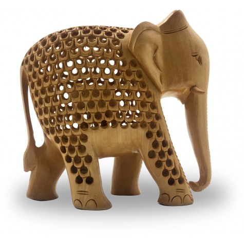 Wooden Hand Carved Elephant with Design Handmade - Handicraft Elephant inside Elephant Statue