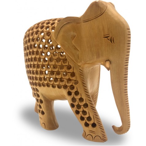 Wooden Hand Carved Elephant with Design Handmade - Handicraft Elephant inside Elephant Statue