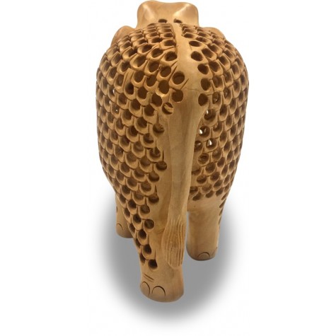 Wooden Hand Carved Elephant with Design Handmade - Handicraft Elephant inside Elephant Statue