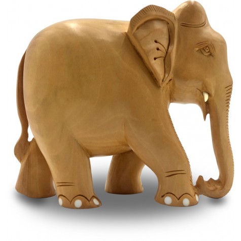 Elephant Handmade in Wood with Plain Finish - Gift an Elephant Handicraft from India