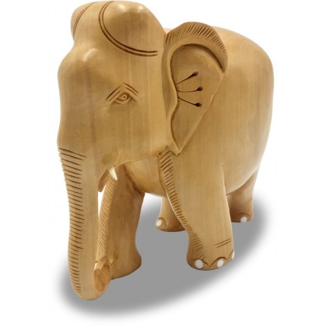 Elephant Handmade in Wood with Plain Finish - Gift an Elephant Handicraft from India