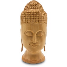 Buddha Face Statue Carved in Wood