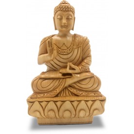 Lord Buddha Sitting in Meditation Carved in Wood
