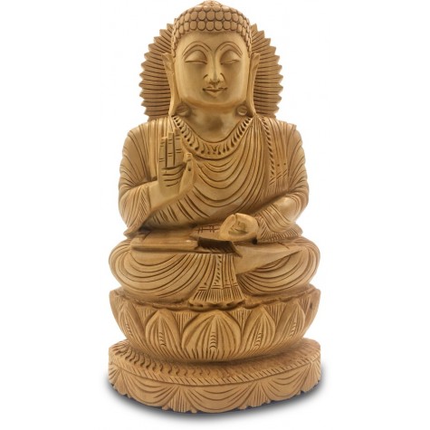 Buddha Meditating Handmade in Wood - Indian Handicraft Buddha Statue Buddha Meditating Handmade in Wood - Indian Handicraft Buddha Statue