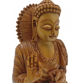Buddha statue sitting in meditation in wood 7.5 inches - unique Buddha idols and figurine hand carved in wood - Zen decor, Buddah idols
