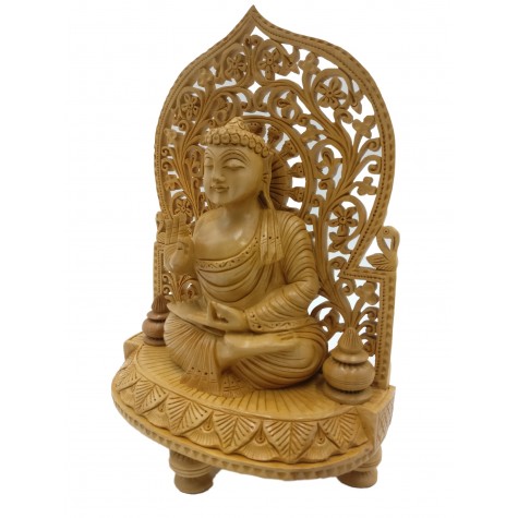 Buddha statue sitting in meditation on a pedestal with an arch carved in wood 9 inches - Buddha idols and figurine hand carved in wood Buddha statue sitting in meditation on a pedestal with an arch carved in wood 9 inches - Buddha idols and figurine hand carved in wood