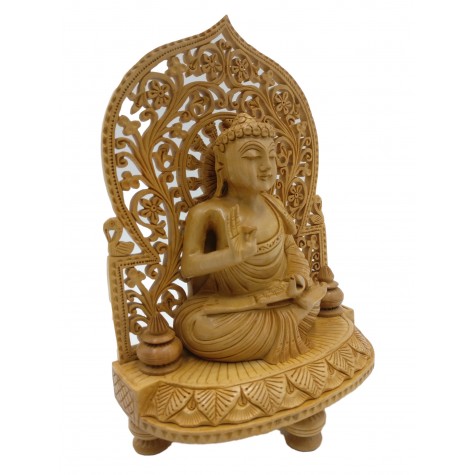 Buddha statue sitting in meditation on a pedestal with an arch carved in wood 9 inches - Buddha idols and figurine hand carved in wood Buddha statue sitting in meditation on a pedestal with an arch carved in wood 9 inches - Buddha idols and figurine hand carved in wood