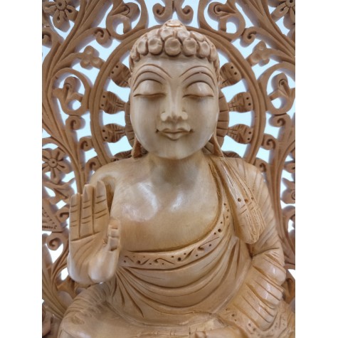 Buddha statue sitting in meditation on a pedestal with an arch carved in wood 9 inches - Buddha idols and figurine hand carved in wood Buddha statue sitting in meditation on a pedestal with an arch carved in wood 9 inches - Buddha idols and figurine hand carved in wood