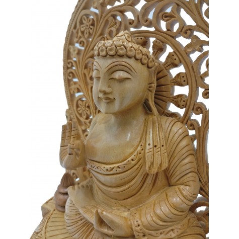Buddha statue sitting in meditation on a pedestal with an arch carved in wood 9 inches - Buddha idols and figurine hand carved in wood Buddha statue sitting in meditation on a pedestal with an arch carved in wood 9 inches - Buddha idols and figurine hand carved in wood