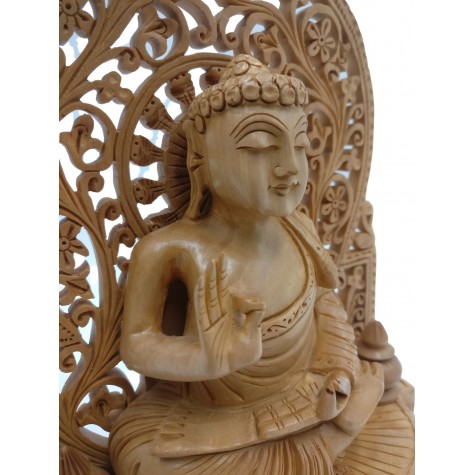 Buddha statue sitting in meditation on a pedestal with an arch carved in wood 9 inches - Buddha idols and figurine hand carved in wood Buddha statue sitting in meditation on a pedestal with an arch carved in wood 9 inches - Buddha idols and figurine hand carved in wood