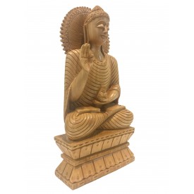 Buddha statue sitting in meditation with a smile in wood 10 inches - Buddha idols and figurine hand carved in wood - Zen decor, Buddah idols