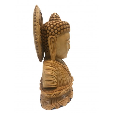 Buddha bust beautifully hand carved in wood 7 inches - Buddah statue, Zen decor, Gautam Buddha handmade figurine