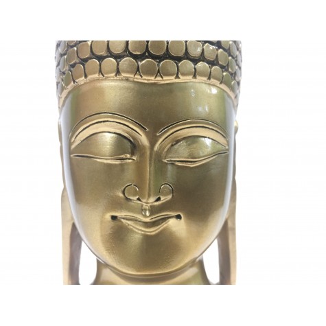 Buddha face beautifully hand carved in wood with metallic finish 6 inches - Buddah statue, Zen decor, Gautam Buddha handmade figurine Buddha face beautifully hand carved in wood with metallic finish 6 inches - Buddah statue, Zen decor, Gautam Buddha handmade figurine