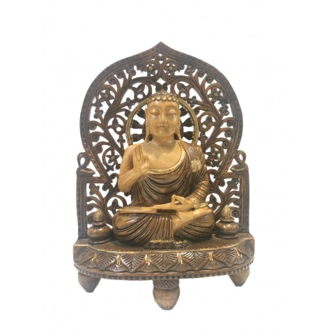 Buddha statue sitting in meditation on a pedestal with an arch carved in wood 10 inches - Buddha idols and figurine hand carved in wood Buddha statue sitting in meditation on a pedestal with an arch carved in wood 10 inches - Buddha idols and figurine hand carved in wood