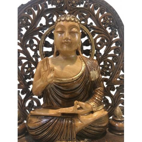Buddha statue sitting in meditation on a pedestal with an arch carved in wood 10 inches - Buddha idols and figurine hand carved in wood Buddha statue sitting in meditation on a pedestal with an arch carved in wood 10 inches - Buddha idols and figurine hand carved in wood