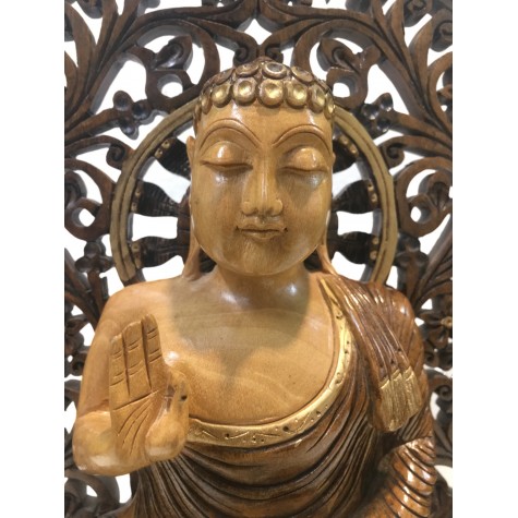 Buddha statue sitting in meditation on a pedestal with an arch carved in wood 10 inches - Buddha idols and figurine hand carved in wood Buddha statue sitting in meditation on a pedestal with an arch carved in wood 10 inches - Buddha idols and figurine hand carved in wood