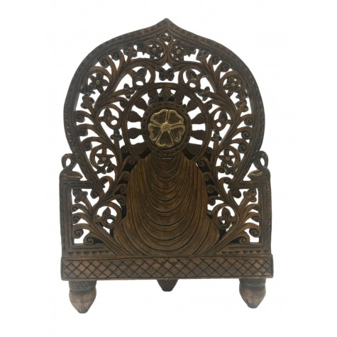 Buddha statue sitting in meditation on a pedestal with an arch carved in wood 10 inches - Buddha idols and figurine hand carved in wood Buddha statue sitting in meditation on a pedestal with an arch carved in wood 10 inches - Buddha idols and figurine hand carved in wood