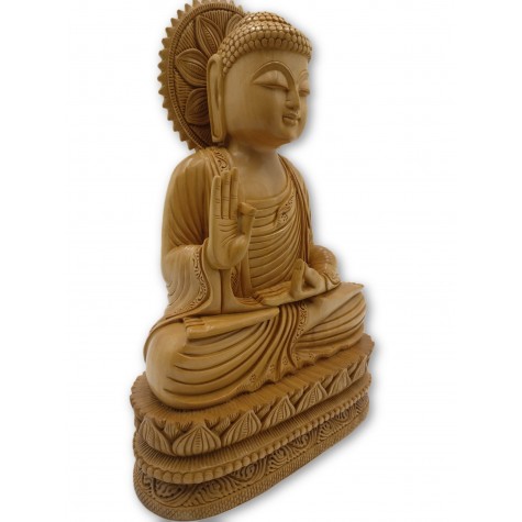 Buddha statue sitting in meditation in wood 11 inches - Buddha idols and figurine hand carved in wood - Zen decor, Buddah idols