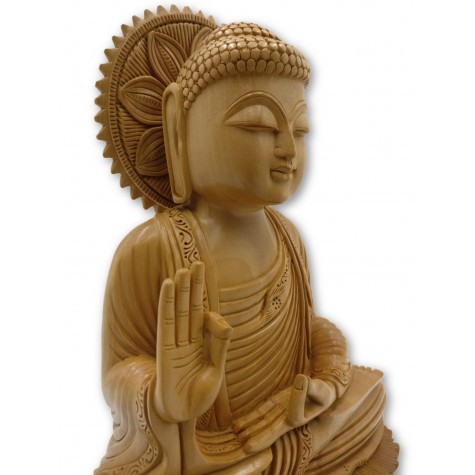 Buddha statue sitting in meditation in wood 11 inches - Buddha idols and figurine hand carved in wood - Zen decor, Buddah idols