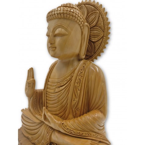 Buddha statue sitting in meditation in wood 11 inches - Buddha idols and figurine hand carved in wood - Zen decor, Buddah idols
