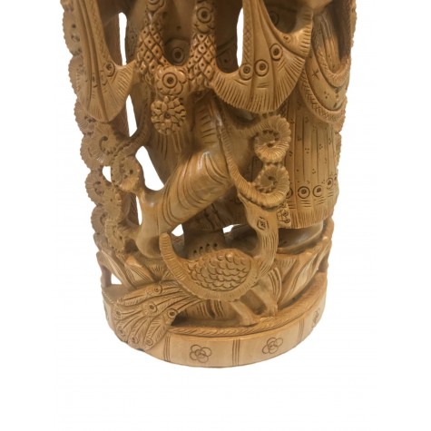 Radha Krishna handmade statue in wood 10 inch - Lord Krishna and Radha idols and figurines in wood - wooden handicrafts from India