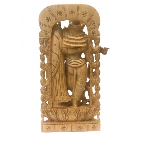 Radha Krishna handmade statue in wood 10 inch - Lord Krishna and Radha idols and figurines in wood - wooden handicrafts from India