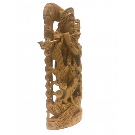 Radha Krishna handmade statue in wood 10 inch - Lord Krishna and Radha idols and figurines in wood - wooden handicrafts from India